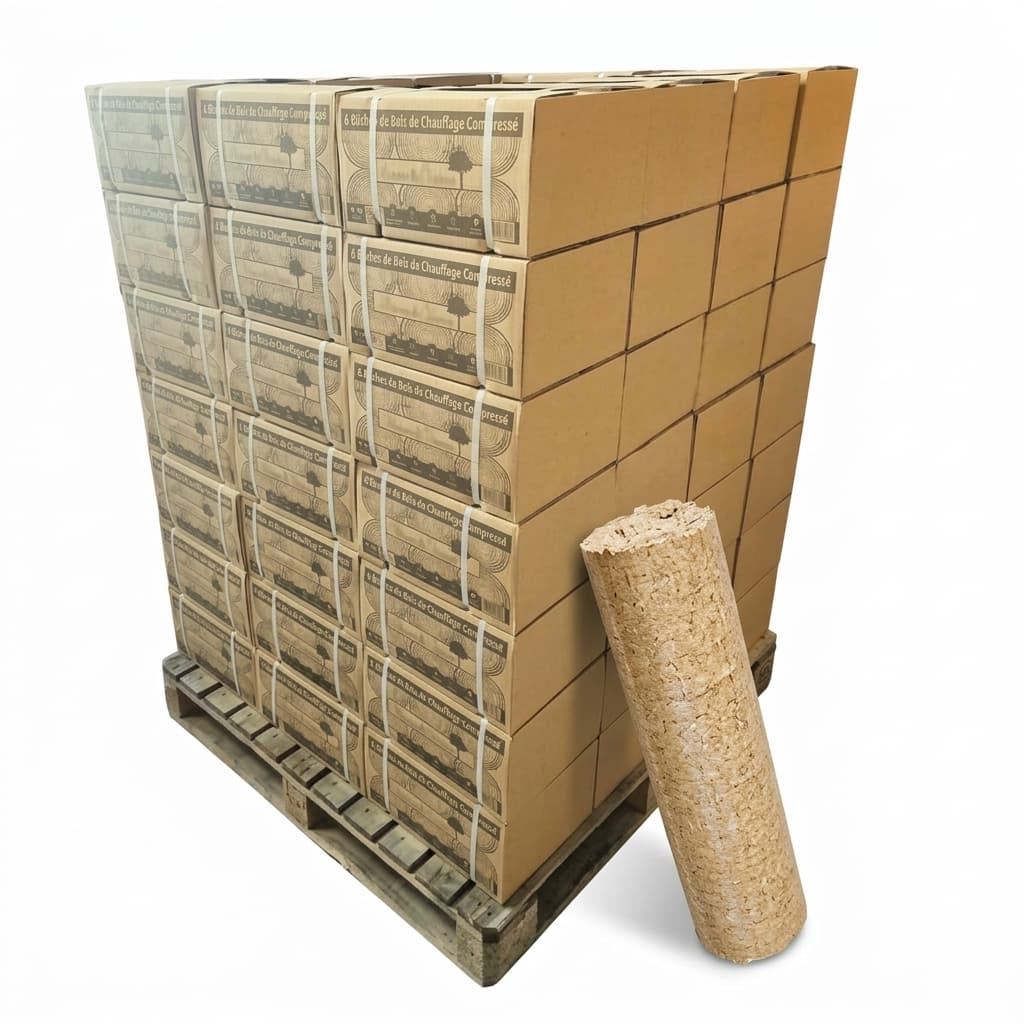 Chauffe au Bois — Bois densifié Confort Palette de 960 Kg Feuillus durs et résineux Séchage Naturel